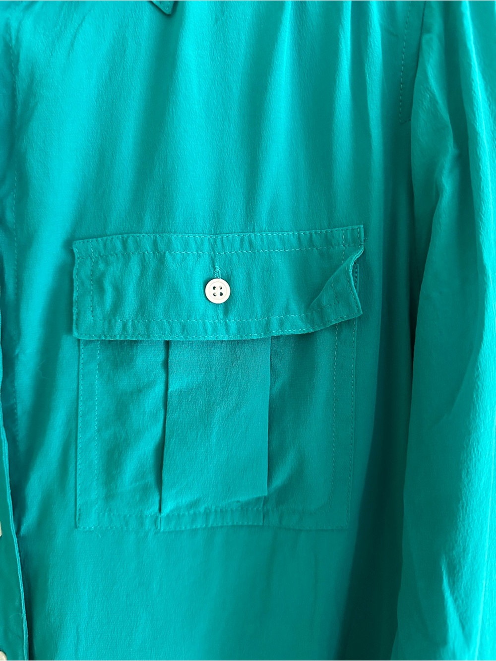 J crew Teal Turquoise Blythe Button Up Silk Blouse Size 4 - Picture 5 of 6